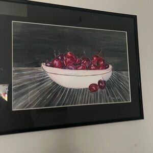 Framed Cherry Bowl Art